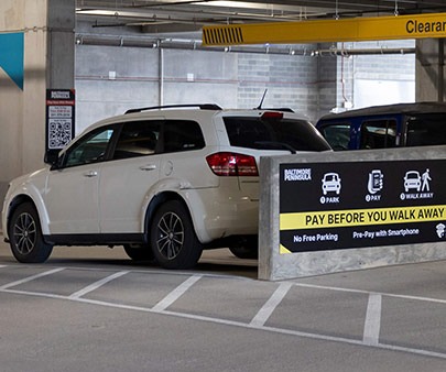 Car in parking garage